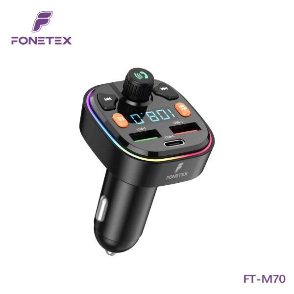 FM Transmitter + Fast Charging (USB & USB) FT-M70