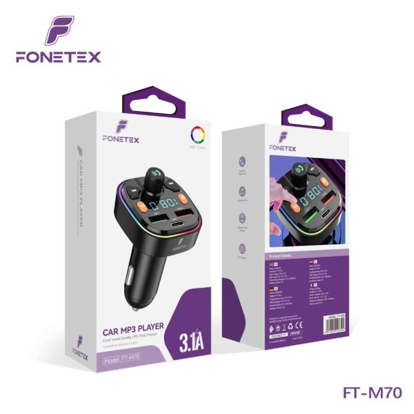 FM Transmitter + Fast Charging (USB & USB) FT-M70