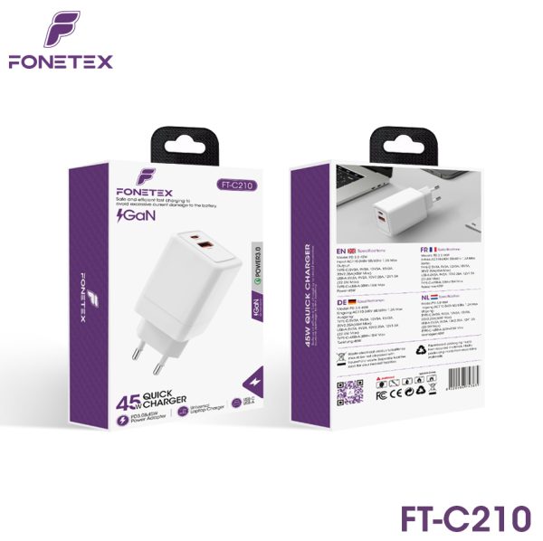 45W GaN Charger – With USB-C and USB-A – FT-C210
